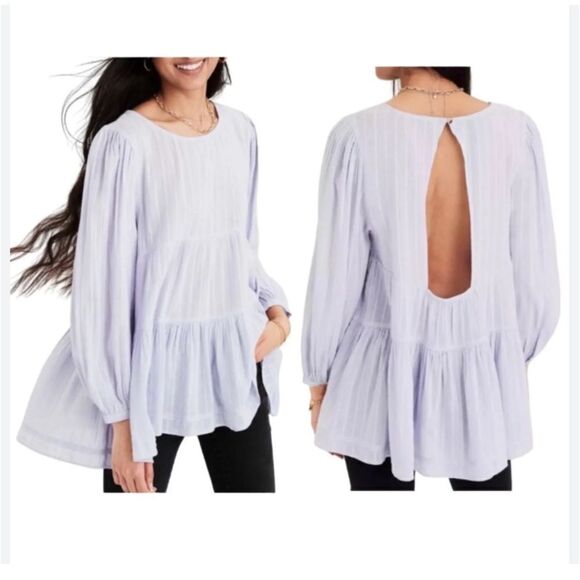 American Eagle Boho Babydoll Open Back Tiered Long Sleeve Top Size Small - Picture 1 of 13